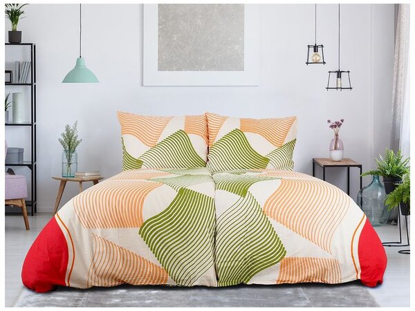Bombažna posteljnina UNILO oranžno-zelena Dimenzije posteljnine: 70 x 90 cm | 140 x 200 cm