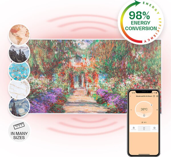 Klarstein Wonderwall Air Art Smart, infrardeči grelec, 120 x 60 cm, 700 W, aplikácia, vrtna pot
