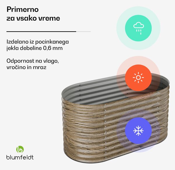 Blumfeldt High Grow dvignjena gredica, 913 L, Ergonomska, Odporna na vremenske vplive, Ovalna