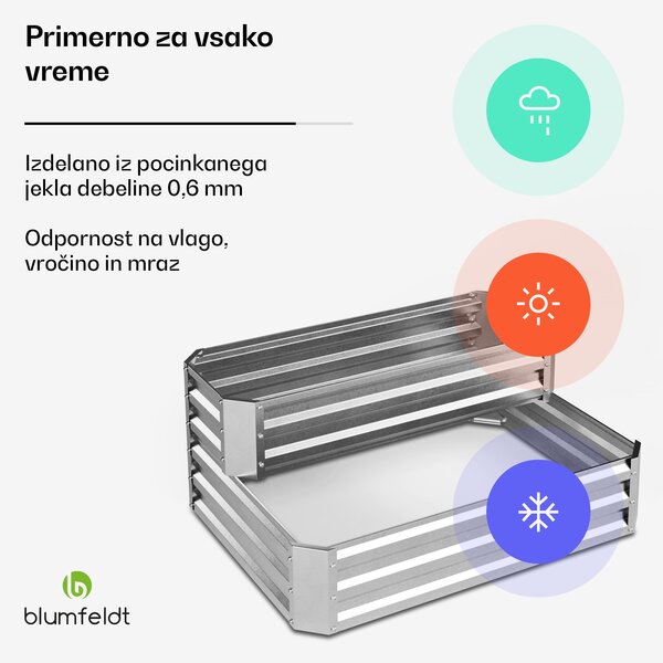 Blumfeldt Visoka greda High Grow, 2 ravni, odporna na vremenske vplive, odporna na korozijo, robustna, 405 L