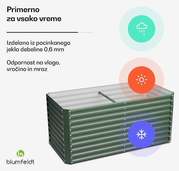 Blumfeldt High Grow Straight dvignjena gredica, 1800 L, Ergonomska, Odporna na vremenske vplive, Odprto dno