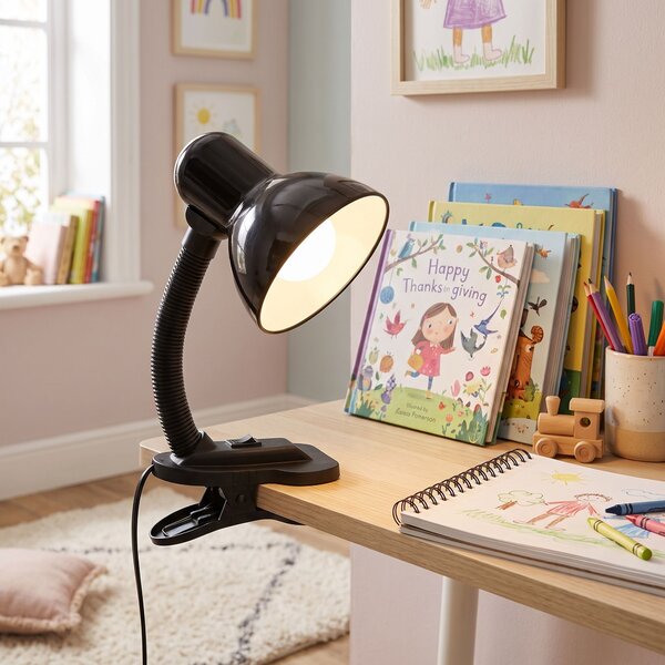 Namizna nočna svetilka s sponko JNH045-1T Black