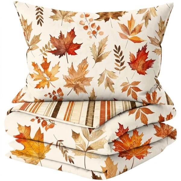 Flanelasta posteljnina LEAVES & STRIPES barvna Dimenzije posteljnine: 70 x 90 cm | 140 x 200 cm
