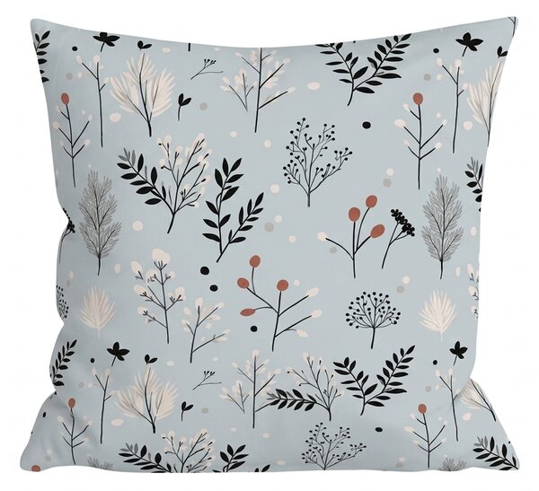 Flanelasta prevleka za blazino FROST BOTANIC 45x45 cm, svetlo siva