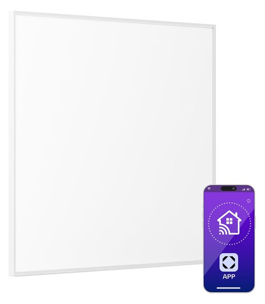 Klarstein Wonderwall 360 Smart, infra plošča, infrardeč grelnik, 60 x 60 cm, 360 W, tedenski časovnik, IP24, bela