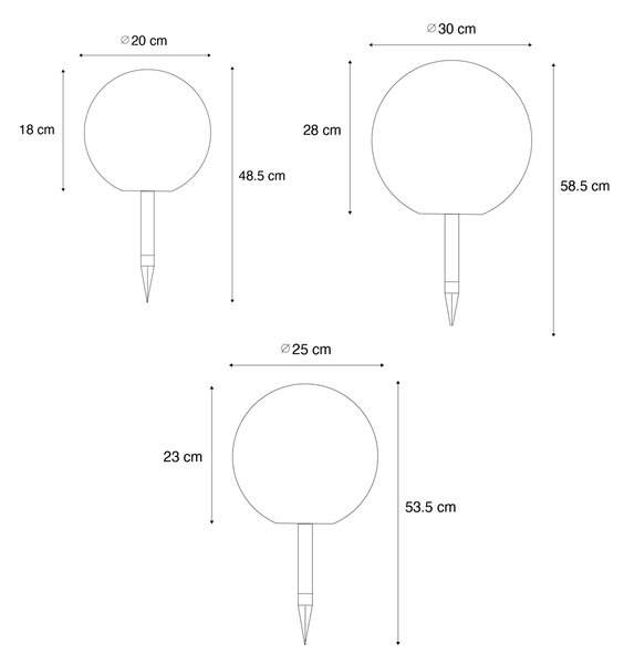 Set van 3 buiten vloerlampen wit incl. LED solar IP44 - Ludger