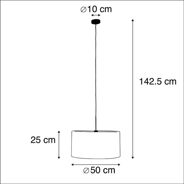 Podeželska viseča svetilka bela z bombažnim senčnikom svetlo siva 50 cm - Combi