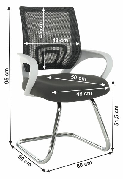 KONDELA Stol za sestanke, siv/bel, SANAZ TIP 3
