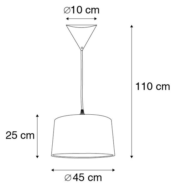 Sodobna viseča svetilka črna z belim odtenkom 45 cm - Pendel