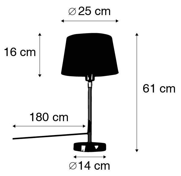 Namizna svetilka zlata / medenina z belo senco, nastavljiva 25 cm - Parte