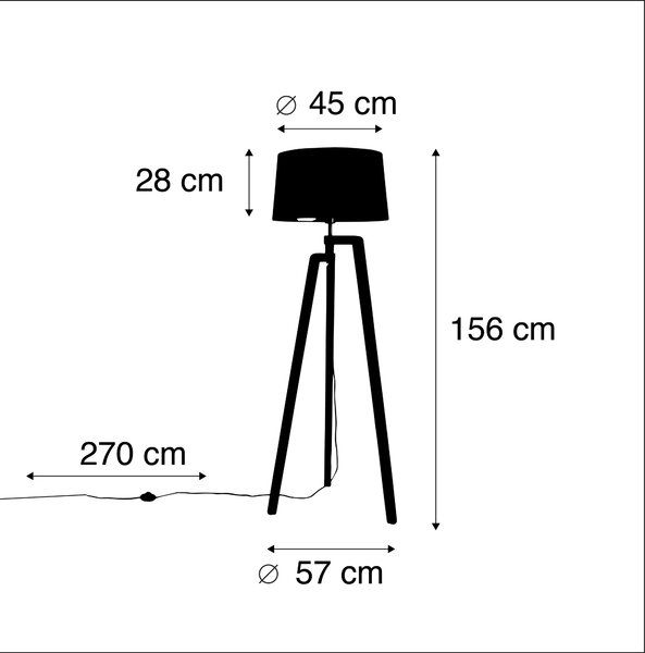 Stojalo za talno svetilko les s senčilom 50 cm zeleno - Puros