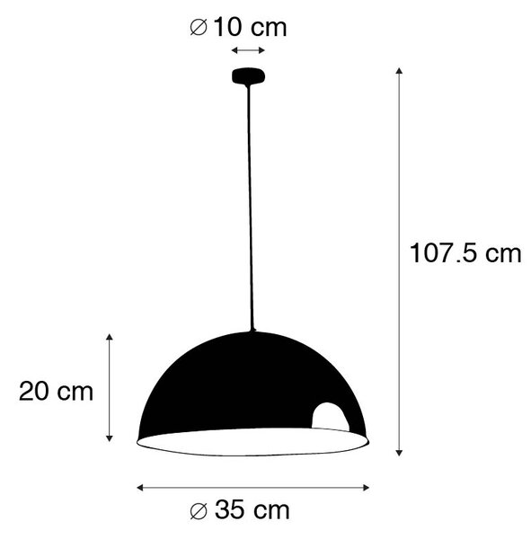 Industrijska viseča svetilka črna z zlatom 35 cm - Magna Eco