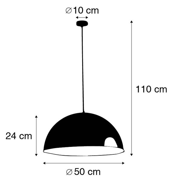 Industrijska viseča svetilka črna z zlatom 50 cm - Magna Eco