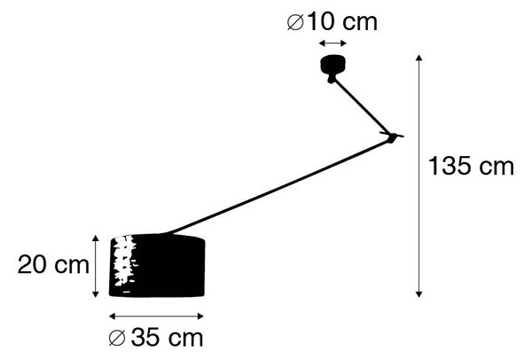 Viseča svetilka črna s senčilom 35 cm temno siva nastavljiva - Blitz I