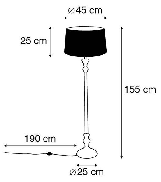 Rustikalna stoječa svetilka taupe z lanenim odtenkom 45 cm - Classico