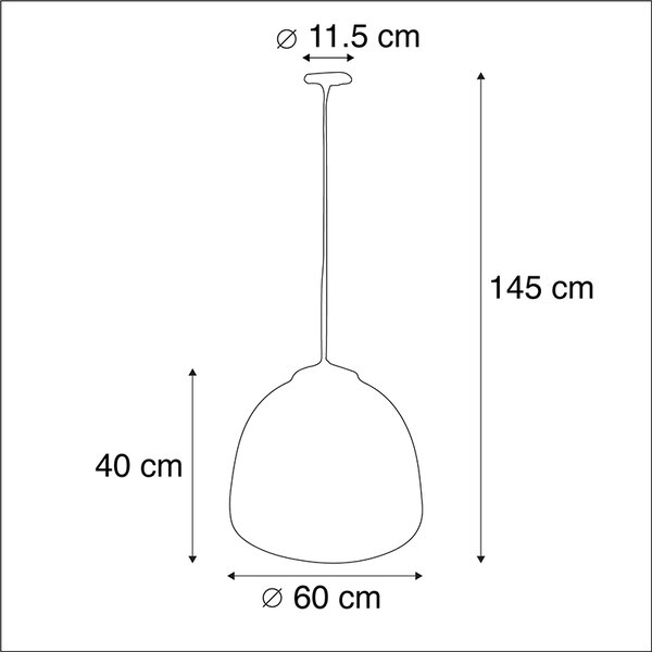 Viseča svetilka črna z medeninasto notranjostjo 60 cm - Hoodi