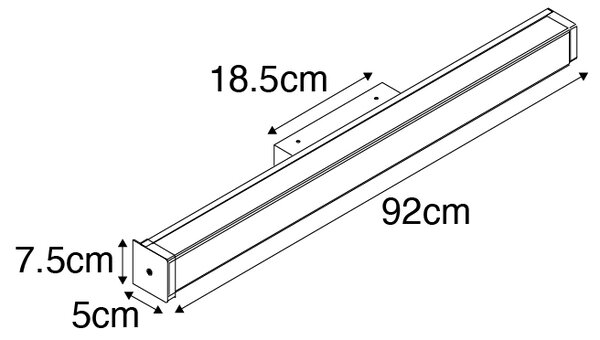 Kopalniška stenska svetilka iz medenine 92 cm z LED IP44 - Cascada