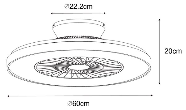 Pametni stropni ventilator črne barve z možnostjo zatemnitve v obliki zvezde - Climo