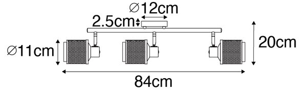 Industrijska točka črna z zlatom 3-light - Kayden