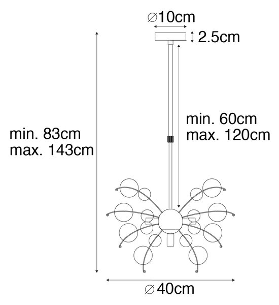 Dizajnerska viseča svetilka črna z dimnim steklom 4-light - Explode