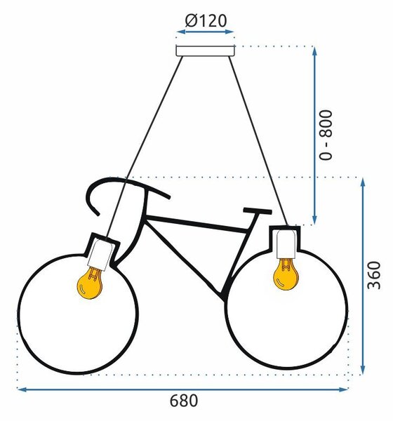Kolesarska viseča stropna svetilka APP216-2CP