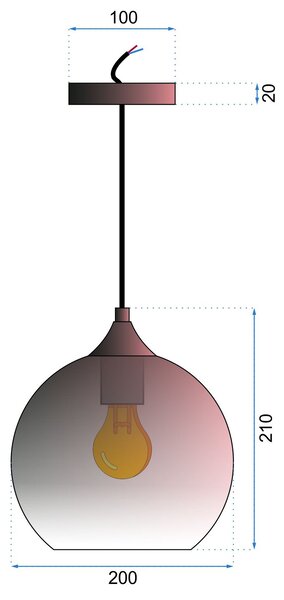 Steklena viseča svetilka APP313-1CP Pink Gold