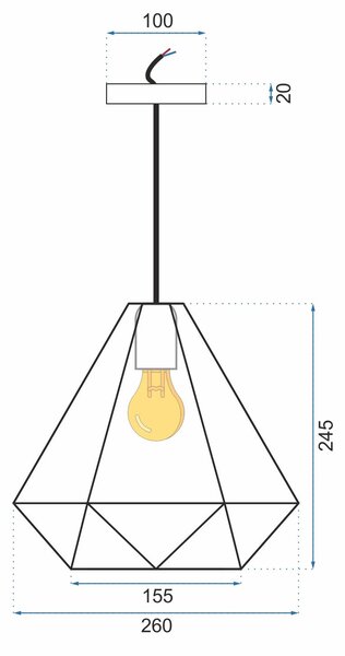 GEOMETRIJSKA TRIKOTNA STROPNA SVETILKA APP252-1CP ČRNA