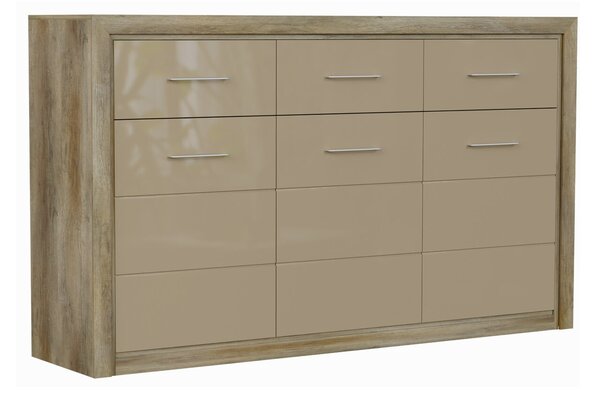 Komoda Boston Z100, Sijaj Beige, Canyon hrast, 96.5x163.5x40cm