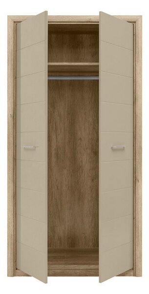 Garderobna omara Boston Z108, Sijaj Beige, Canyon hrast, 200x103.5x56.5cm, Vrata omare: S tečaji