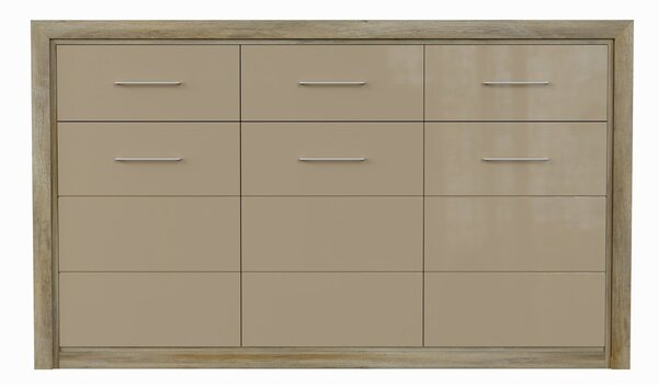 Komoda Boston Z100, Sijaj Beige, Canyon hrast, 96.5x163.5x40cm