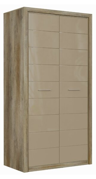 Garderobna omara Boston Z108, Sijaj Beige, Canyon hrast, 200x103.5x56.5cm, Vrata omare: S tečaji