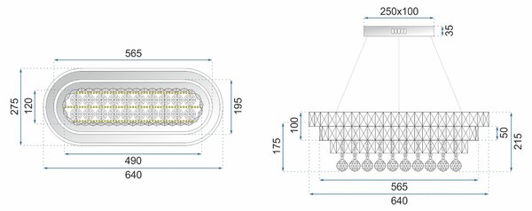 LED 102W Pilot Crystal obesek stropna svetilka APP417-CP