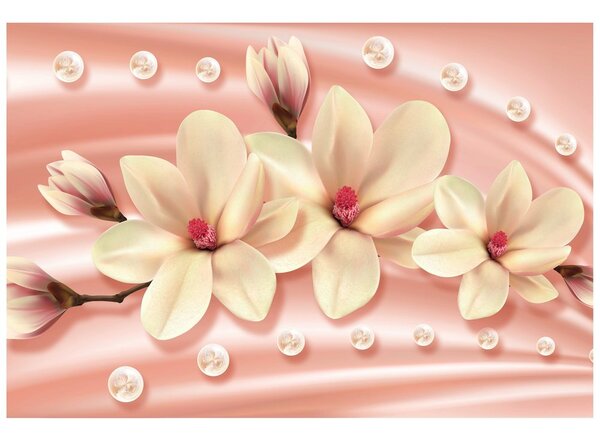 Tapeta razkošna magnolija z biseri