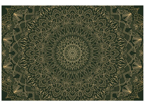 Tapeta okrasna Mandala z detajli v zeleni barvi