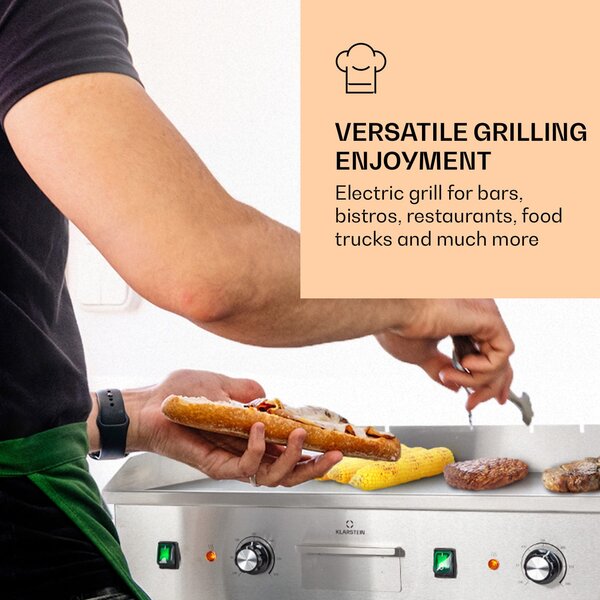 Klarstein Grillmeile 4400, električni žar, Plancha, 2x2200W, žar plošča iz nerjavečega jekla