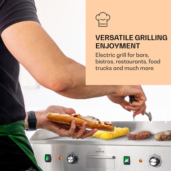 Klarstein Grillmeile 4400, električni žar, Plancha, 2x2200W, žar plošča iz nerjavečega jekla