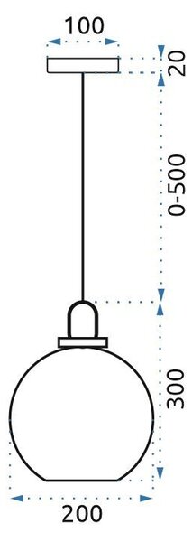 Stropna viseča steklena krogla 20cm APP629-1CP