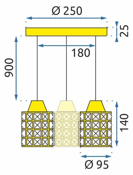 Kristalna stropna svetilka APP726-3CRP Zlata