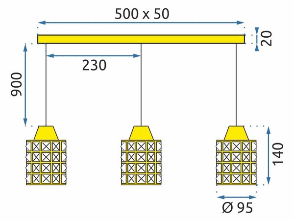 Kristalna stropna svetilka APP725-3CP Zlata