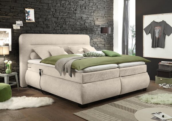 BOXSPRING POSTELJA 160 cm x 200 cm , tekstil peščene barve