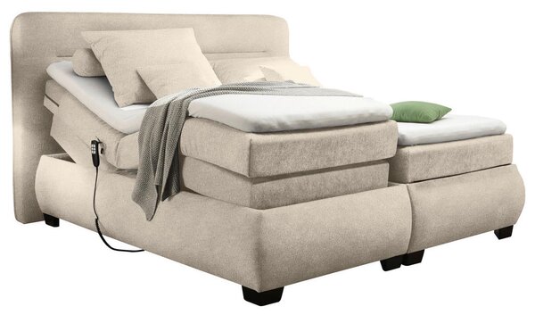 BOXSPRING POSTELJA 160 cm x 200 cm , tekstil peščene barve