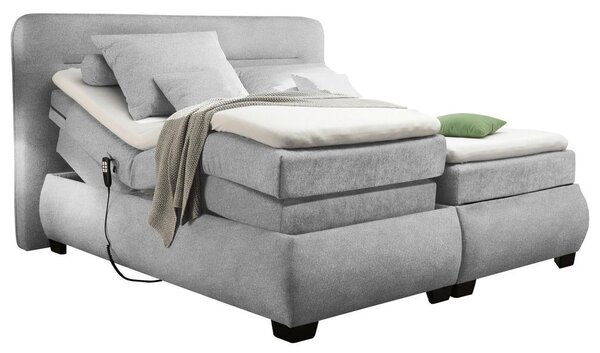 BOXSPRING POSTELJA 180 cm x 200 cm , tekstil srebrne barve