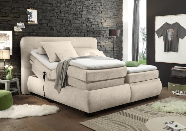 BOXSPRING POSTELJA 160 cm x 200 cm , tekstil peščene barve