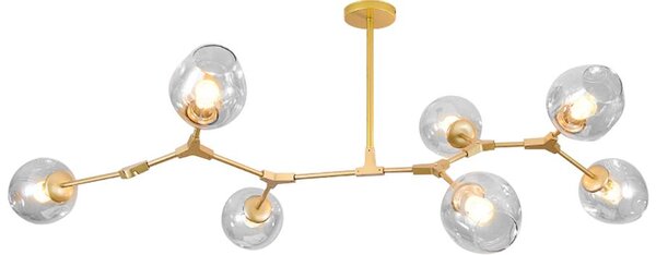 Obesna svetilka APP507-7C Golden 7 Arm Glass Spheres