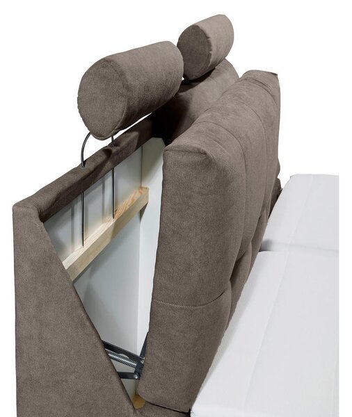 BOXSPRING POSTELJA 180 cm x 200 cm , tekstil, leseni material rjava