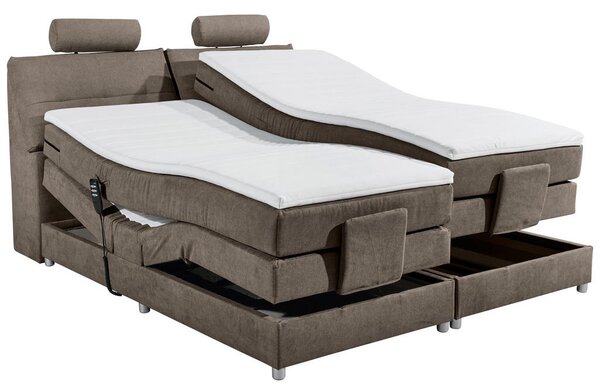 BOXSPRING POSTELJA 180 cm x 200 cm , tekstil, leseni material rjava
