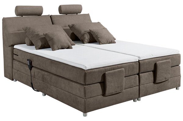 BOXSPRING POSTELJA 180 cm x 200 cm , tekstil, leseni material rjava