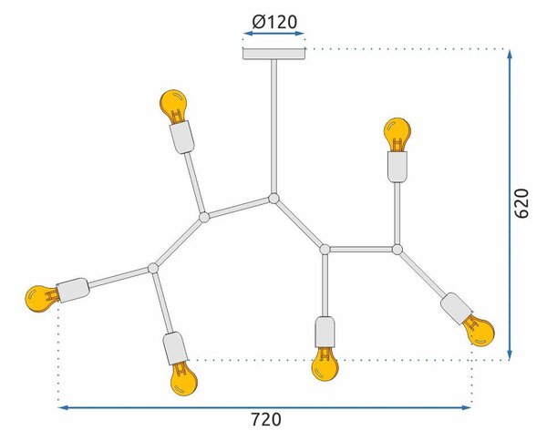 KLASIČNA STROPNA SVETILKA APP737-6C Črna