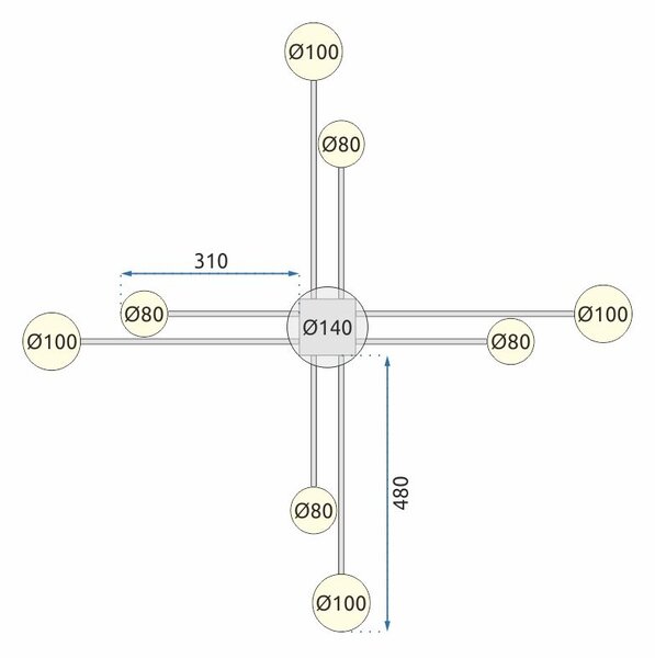 MODERN 8-AXIS LED SUFFIT LIGHT APP523-8C Črna