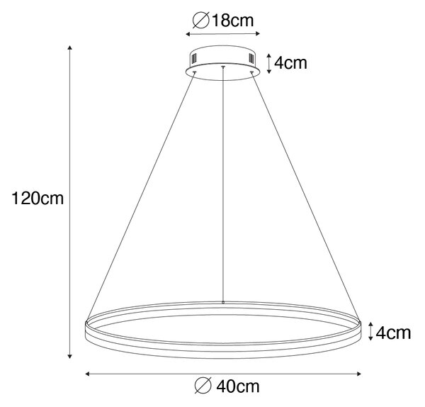 Dizajnerska viseča svetilka bronasta 40 cm vklj. LED 3-stopenjska zatemnitev - Anello